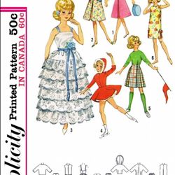 PDF Copy Sewing Pattern Simplicity 5214 Wardrobe For Tammy and Jan 12 inch Dolls