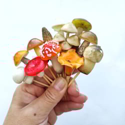 terrarium decor kit - set 12 pc realistic mushrooms - polymer clay mushroom