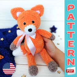 fox crochet pattern, amigurumi woodland animals plush toy