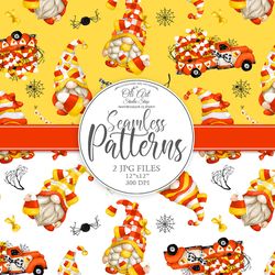 Download Seamless patterns. Halloween gnome. Candy corn gnome. Holidays. Download Seamless Patterns. OliArtStudioShop