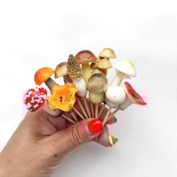 set 11 pc realistic mushrooms - terrarium decor kit - plant decor fairy garden