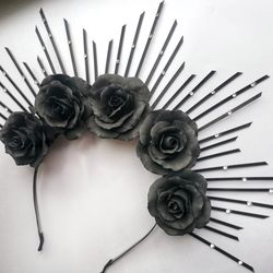 Black halo crown, Cosplay Gothic headdress, festival headpiece