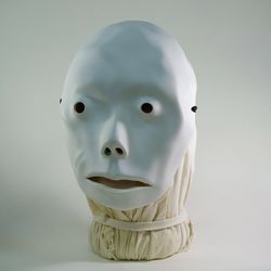 White face mask for halloween, surreal face mask, party mask. white mask.