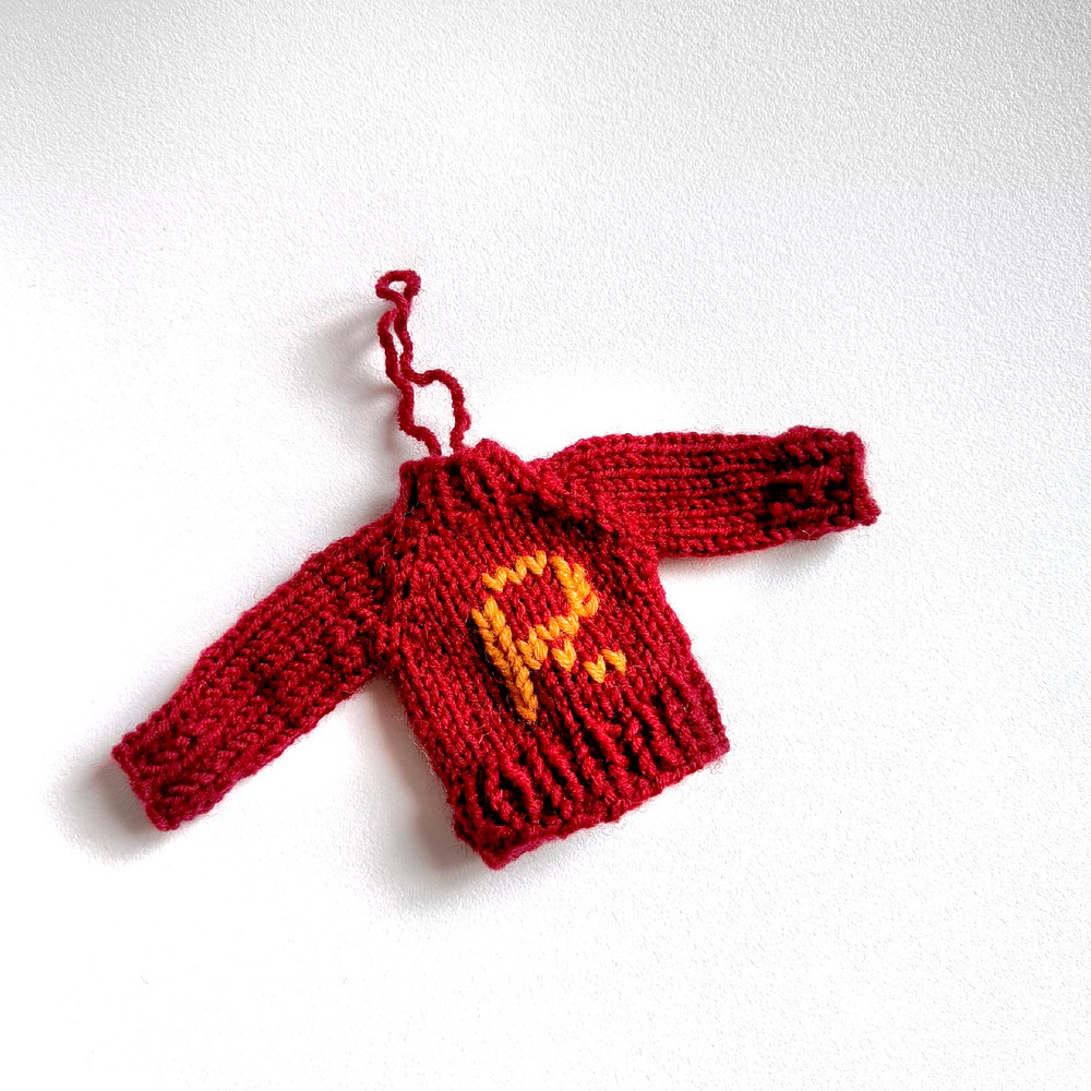 Decorated Christmas Tree Hand-Knit Sweater Ornament Tiny sweater