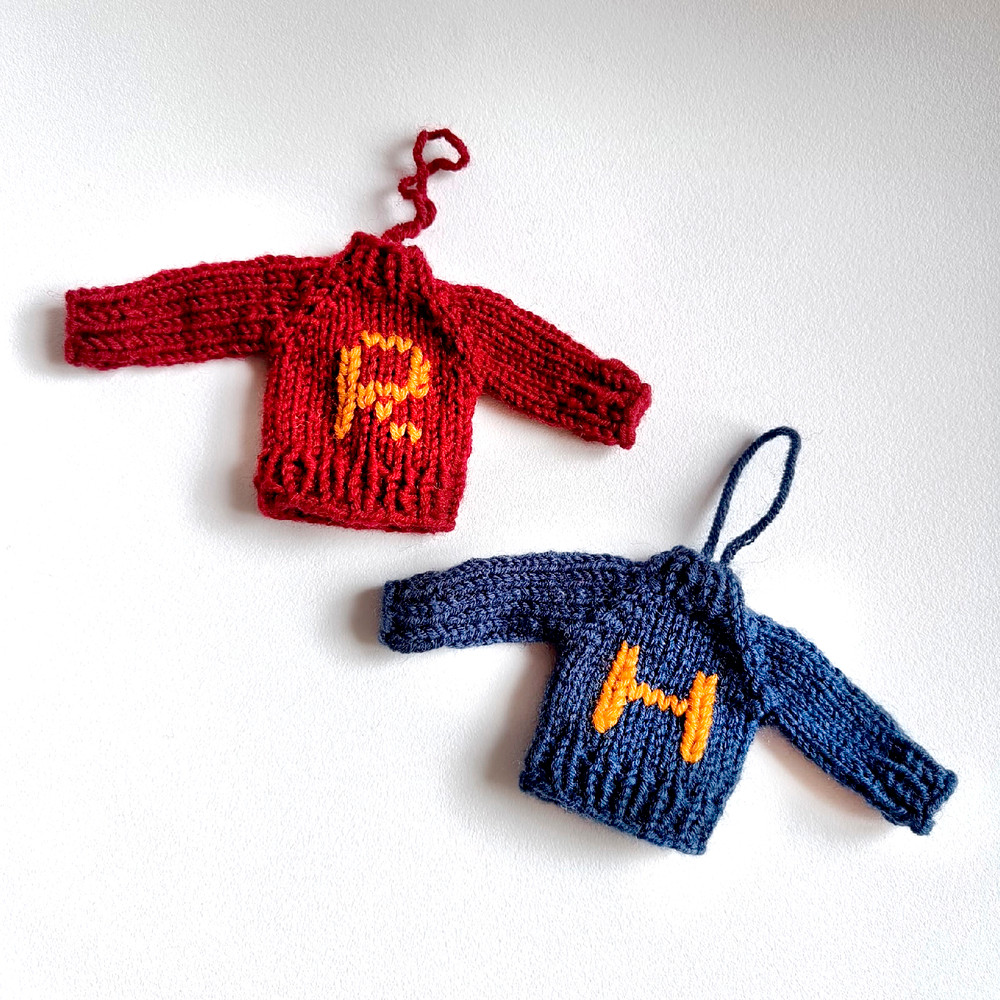 Decorated Christmas Tree Hand-Knit Sweater Ornament Tiny sweater