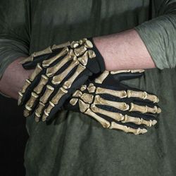 Bone gloves. Skeleton gloves. Skeleton hands. Halloween gloves.