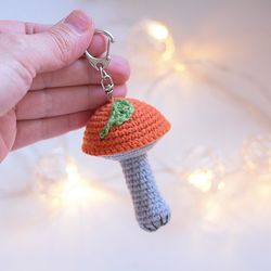 Thanksgiving mushroom keychain, crochet mushroom keyring bag charm, keychain for backpack