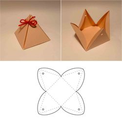 Pyramid box template, pyramid shape box, triangle box, DIY box, gift box template, digital box, 8.5x11, A4, A3, SVG PDF