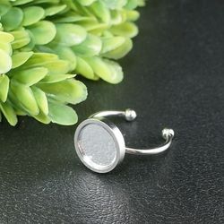 Glass Mirror Protection Ring Evil Eye Silver Stainless Steel Adjustable Ring Mirror Amulet Minimalist Ring Jewelry 8010