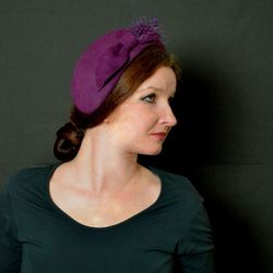 purple cloche hat , 1920s style hat, winter hat, half hat,1930s hat, 1940s hat