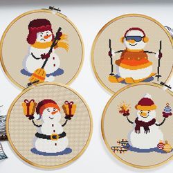Snowman cross stitch pattern, Funny christmas cross stitch, Small christmas decorations cross stitch, Digital PDF