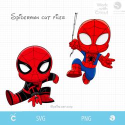 2 SVG Spiderman cut files, Blue Spidey, Miles Morales Svg, Spiderman Svg, Cartoon Spider Svg, Baby spiderman vector
