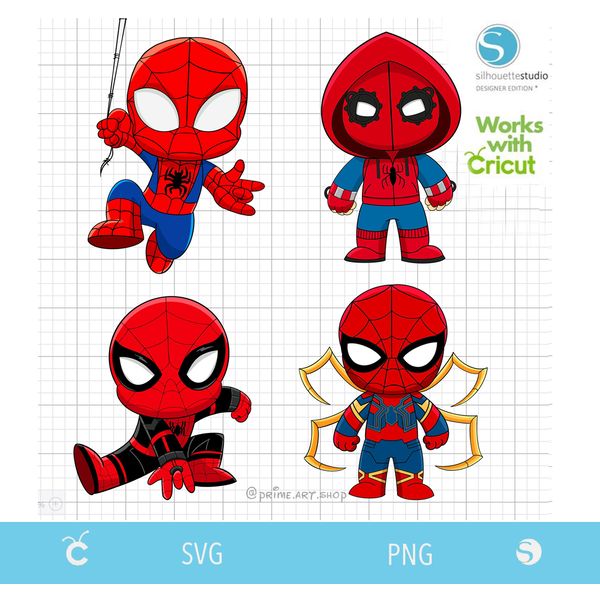 4 Spiderman cut files, Classic Spiderman Svg, Cartoon Spider - Inspire  Uplift