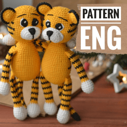 Tiger, little tiger toy, PDF English crochet pattern
