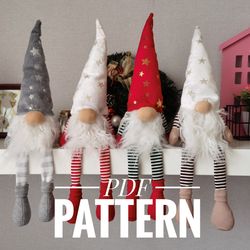 Pattern sewing Christmas gnome. PDF tutorial holiday gnome size 40 cm (15.7 inches). Christmas toys