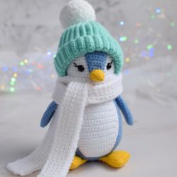 Handmade amigurumi crochet Penguin toy