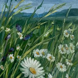 flowers oil painting white wildflowers