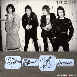 The Clash autographs stickers Joe Strummer, Paul Simonon, Mick Jones, Topper Headon vinyl decal