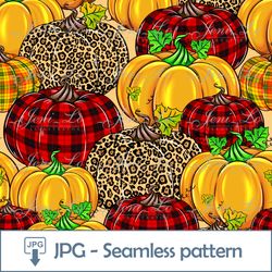 Pumpkins Seamless pattern 1 JPG file Digital Paper Halloween Design Repeating template Thanksgiving Day Digital Download