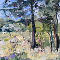 trees painting original oil painting on canvas landscape painting nature impressionism art nature painting wall decor