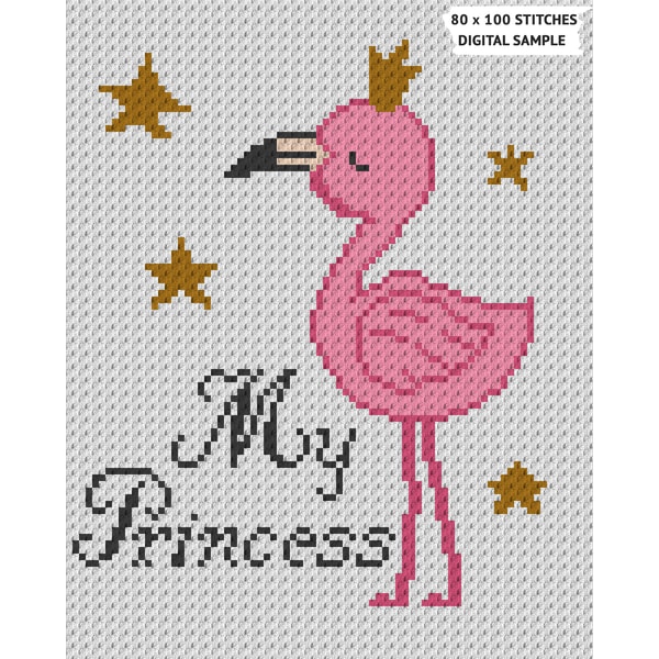 c2c Pink Flamingo crochet blanket pattern, c2c crochet graph