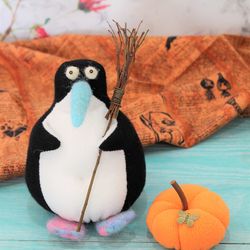 Small soft penguin toy- Halloween gift, funny Halloween decor