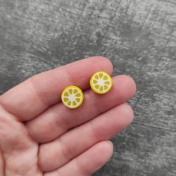 Lemon earrings - polymer clay earrings - weird earrings - cute fruit  earrings