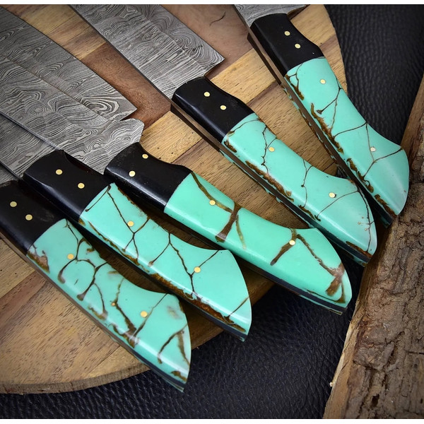 5 PC Custom Handmade Forged Damascus Steel Chef Knife Set.jpeg