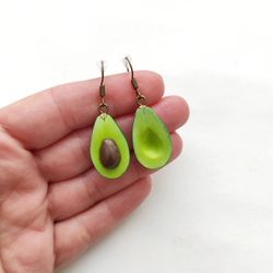 Food earrings - fun earrings - avocado earrings made from polymer clay