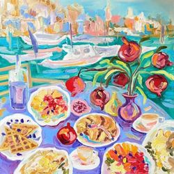 seascape painting oil painting on canvas fauvism art seascape painting landscape painting pomegranate food painting art