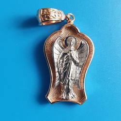 Angel the Keeper Guardian Angel Christian gold plated pendant 1x0.6" free shipping
