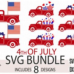 bundle truck 4th of july svg files, digital download, 8 designs