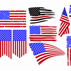 Bundle American flag SVG files, Digital download