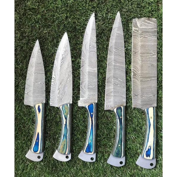 Custom Handmade Hand Forged Damascus Steel Chef Knife Sets Kitchen Knive.jpeg