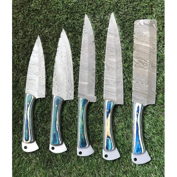 Custom Handmade Hand Forged Damascus Steel Chef Knife Sets.jpeg