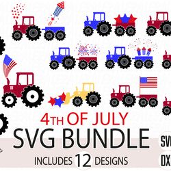 Bundle Tractor 4th of July SVG files, Digital download