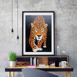 Poster Jaguar Animal, Jaguar Animal Wall Art Print, Wild Cat Art Poster, Jaguar Animal Art Decor, Wild Cat Wall Art