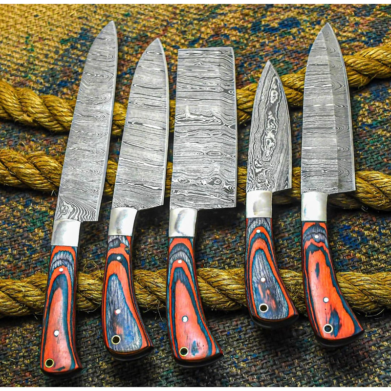 Handmade HAND FORGED DAMASCUS STEEL CHEF Set Kitchen Knive.jpeg