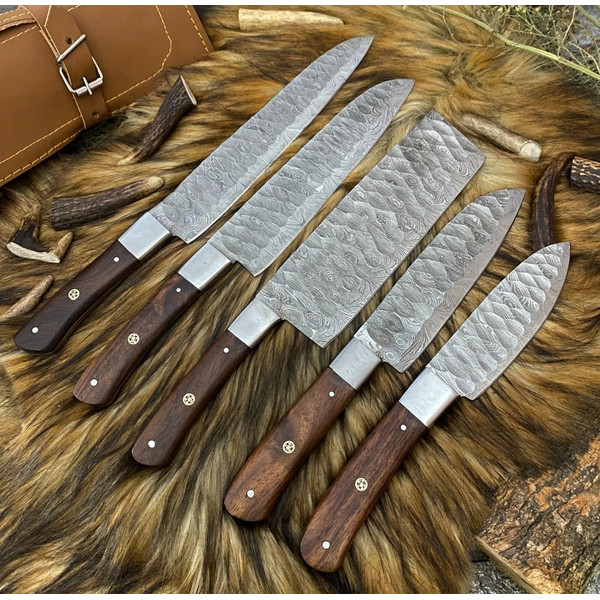 5 Pc Handmade Forged Damascus Steel Chef Knife Sets.jpeg