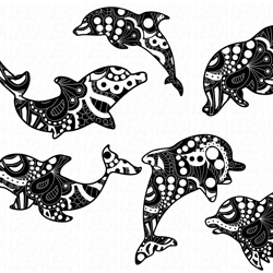Dolphin Zentangle Svg files, Digital download