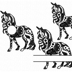 zentangle unicorn svg files, digital download