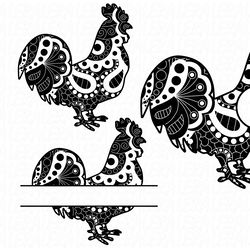Cock Rooster Zentangle SVG, Farm Svg files, Digital download
