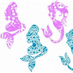 mermaid zentangle svg files, digital download