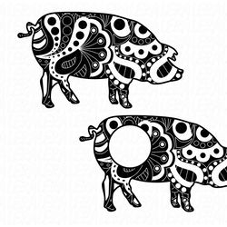Pig Zentangle SVG, Bacon Farm Svg, Animals Svg files, Digital download