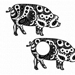 pig zentangle svg, bacon farm svg, animals svg files, digital download