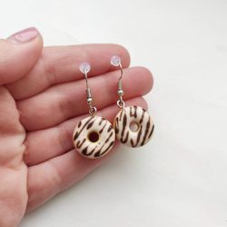 food earrings donuts - cool miniature handmade cookie jewelry - funky earrings