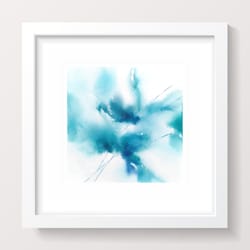 blue turquoise abstract wall art original floral painting modern minimalist expressionist small wall art for home decor