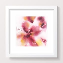 burgundy abstract wall art original floral painting modern minimalist expressionist small pink art for home decor