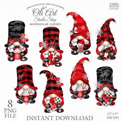 Watercolor christmas gnomes clipart, Cute characters, Scandinavian gnomes. Design Digital Download. OliArtStudioShop
