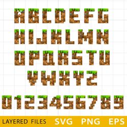 Minecraft Layered Alphabet SVG, Minecraft Cricut file, Cut files, Layered digital vector file, Digital download